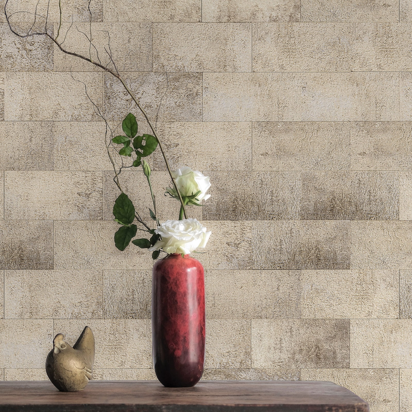Art3d 102-Piece Peel and Stick Wall Tile for Kitchen Backsplash, Bathroom, Fireplace, 3in. x 6in. Stick on Subway Tile Stone Beige
