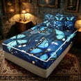 thumbnail image 3 of Erosebridal Sparkling Blue Butterfly Zipper Twin Comforter Sets with Fitted Sheet and 2 Pillowcases for Girls, Watercolor Dot Print Zipper Bedding Set, Navy Reversible, 4pcs, 3 of 7