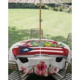 thumbnail image 3 of Outdoor Tablecloth with Umbrella Hole Zipper Puerto Rican Flag Round Tablecloth 60" Waterproof Outside Table Cloth Vintage Country Truck Flowers Wooden Grain Patio Table Cover Tablecloths for Picnic, 3 of 8