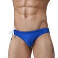 thumbnail image 5 of Miqool Men's Swim Briefs Drawstring Low Rise Tagless Sport Bikini Swimwear Solid Quick Dry Swimsuit (Dark Blue, L), 5 of 8