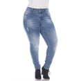 thumbnail image 1 of White Mark Women's Plus Size Paint Effect Light Blue Denim, 1 of 5