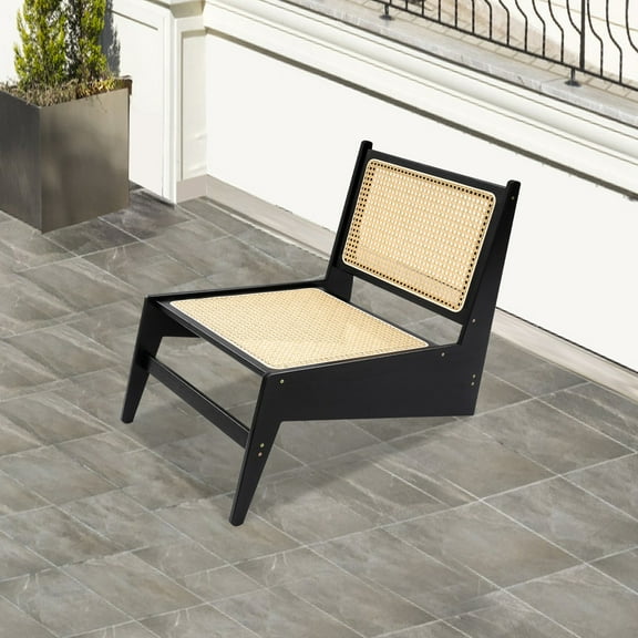 Home Bamboo Chair, Bamboo Accent Chair, Comfy Bamboo Chairs, 53x64x58cm, Black for a Reading Room, Bedroom, Living Room, Dining Room