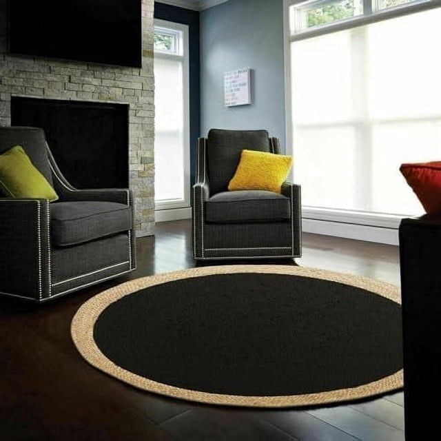 Aizza Trends Handmade Hand Crafted Eco -Frendly Jute Floor Area Rug-Floor Carpet Rug-Floor Runner Rug-Center Table Carpet Rug-Bed Side Runner Rug-Make in India-10 x 10 Feet Round ( 300 cm x 300 cm )