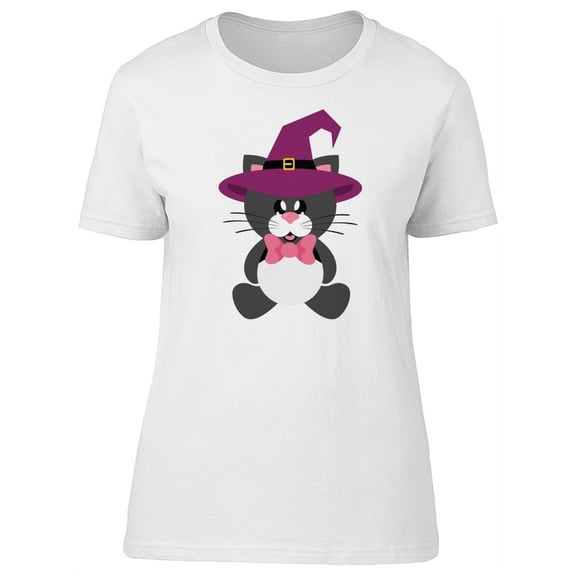 Cute Black Cat In A Witch Hat T-Shirt Women -Image by Shutterstock, Female XX-Large