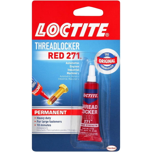 Fijador de Roscas Loctite Rojo 271, Tubo de 6 ml, Alta Resistencia