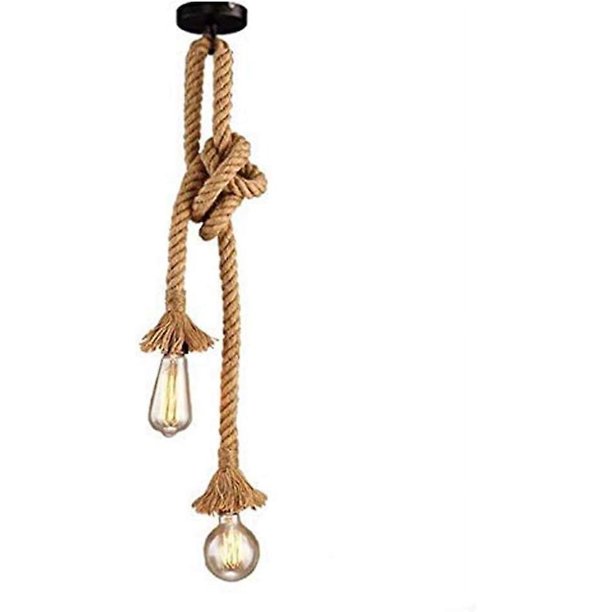 Cuerda De Cáñamo 60cm Ac 220v E27 Luz Colgante De Doble Cabeza Vintage YONGSHENG