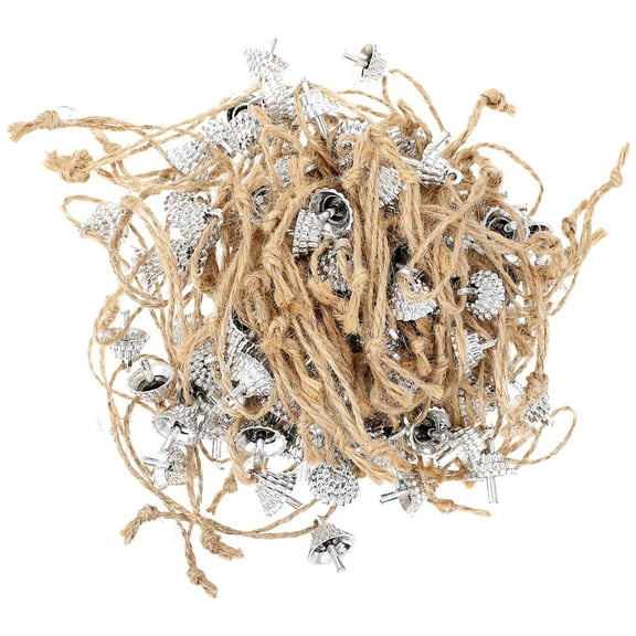 UPOUART 100Pcs Holiday Ornament Caps Christmas Silver Round Cap Plastic Diy Hanging Ball