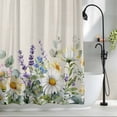 thumbnail image 2 of Spring Flowers Daisy Fabric Shower Curtain Watercolor Floral Leaves Washable Shower Curtains for Bathroom, Waterproof Bath Curtain with Hooks Home Decor 72x72in, 2 of 8