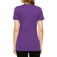 thumbnail image 4 of Made by Johnny Women's Basic Fitted Soft Short Sleeve Deep V-Neck T-Shirt M PURPLE, 4 of 6