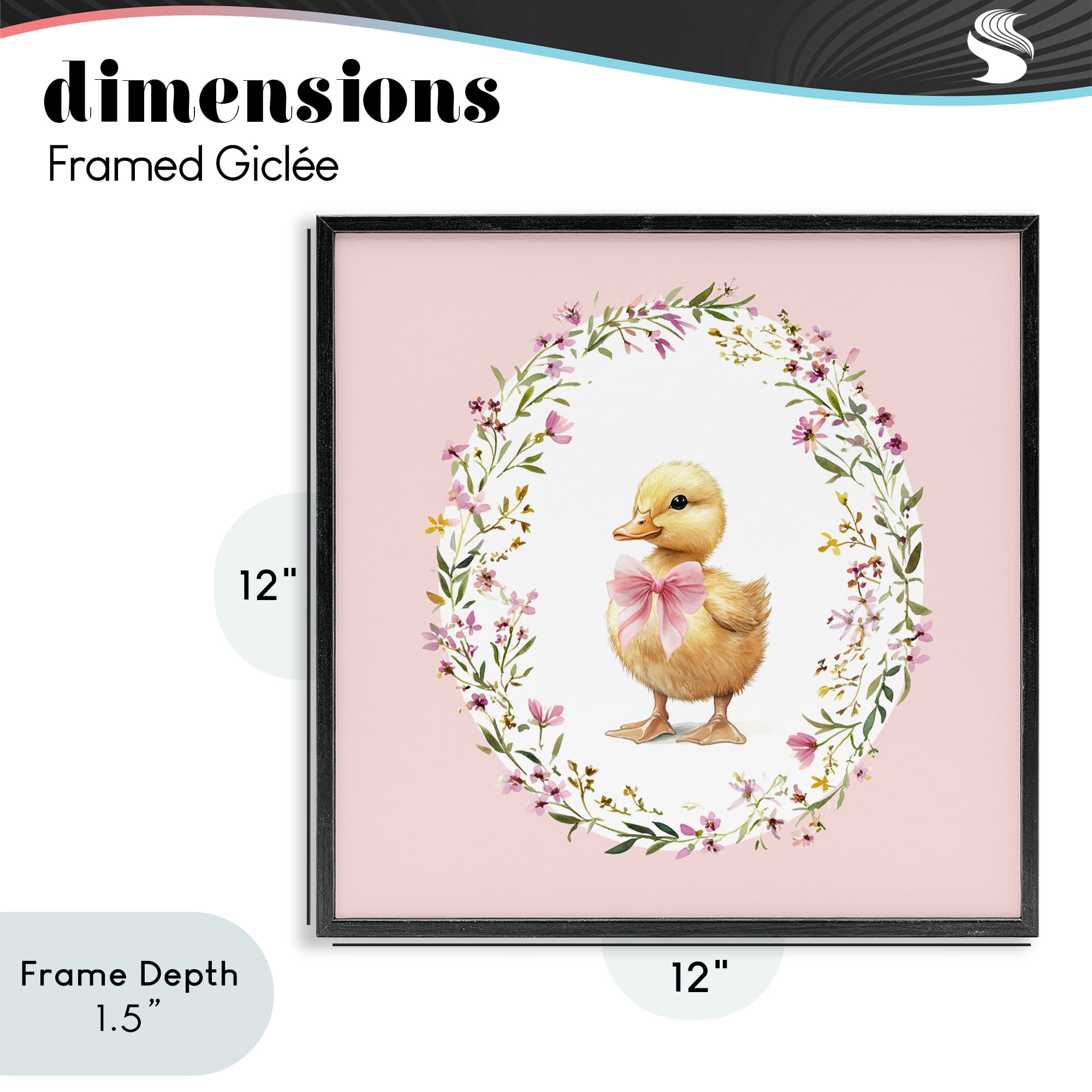 Stupell Industries Blush Pink Duckling Black Framed Giclee Art, design by Christine Simpson Art