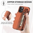 thumbnail image 5 of For iPhone 14 Pro Max/14 Plus/14 Pro Phone Case，Shockproof Luxury Magnetic Zipper Leather Card Slot Case Cover,carbon fibre Slim Stand Cover, 5 of 5