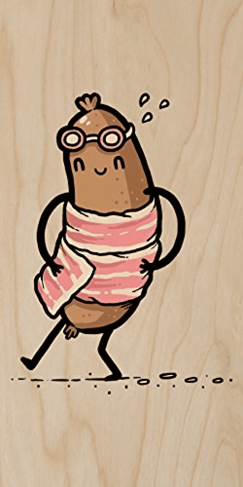 "Bacon Towel" Meat Wrapped Humor Plywood Wood Print Poster Wall Artwork by