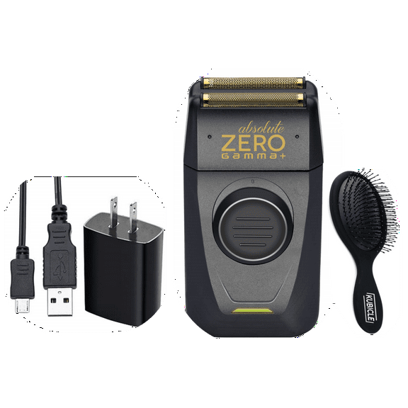 Gamma CORDLESS Mens Foil Shaver with Bump Prevent Technology and Multi-Function USB Charger with Kubicle Hair Brush Bundle