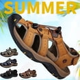 thumbnail image 2 of Men's Leather Sandals Beach Nonslip Summer Outdoor Sport Hiking Closed Toe Shoes, 2 of 8