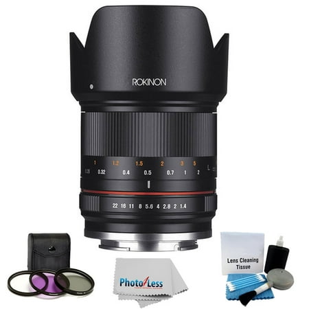 Rokinon 21mm f/1.4 High Speed Wide Angle Manual Focus Lens for Sony E Mount Nex Series + 3 Piece Filter Kit & 5 Piece Cleaning Kit & Photo4less Cleaning