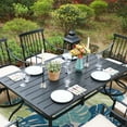 thumbnail image 3 of MF Studio 7-Piece Outdoor Patio Dining Set with 6 Swivel Cushioned Chairs & Large Table for 6-Person, Black & Beige, 3 of 14