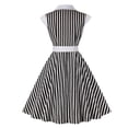 thumbnail image 3 of Ropa Vintage de los años 50 con rayas blancas y negras para mujer, cuello vuelto, botones, bolsillos con cinturón, vestido acampanado, 95% algodón oso de fresa Juguete, 3 of 6