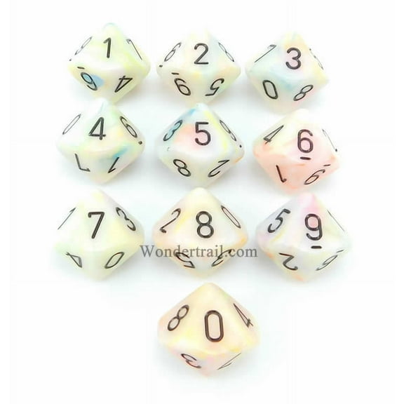 Circus Festive Dice with Black Numbers D10 16mm (5/8in) Pack of 10 Dice Chessex