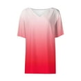 thumbnail image 5 of Ounisa Womens Summer Tops Short Sleeve Casual Shirts Gradient Tee Trendy 2026 Basics V Neck Plain Tshirt Blouse, 5 of 7