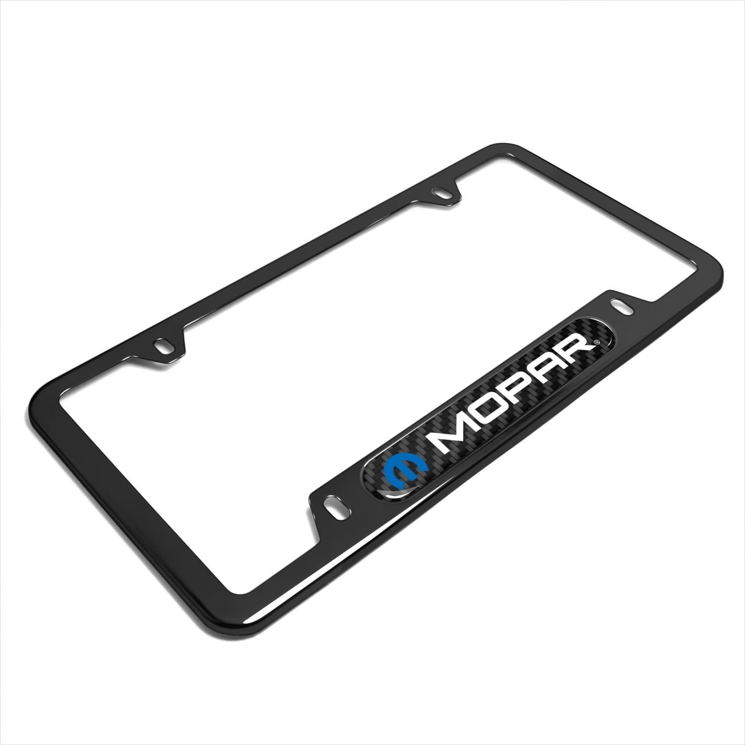 iPick Image for Mopar Real Carbon Fiber Insert Black Stainless Steel License Plate Frame, Official Licensed