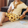thumbnail image 2 of Daiia Brown Leaf Pattern Sunflower Mens Woven Stretch Pajama Short,Short Pajama Pants-Medium, 2 of 7