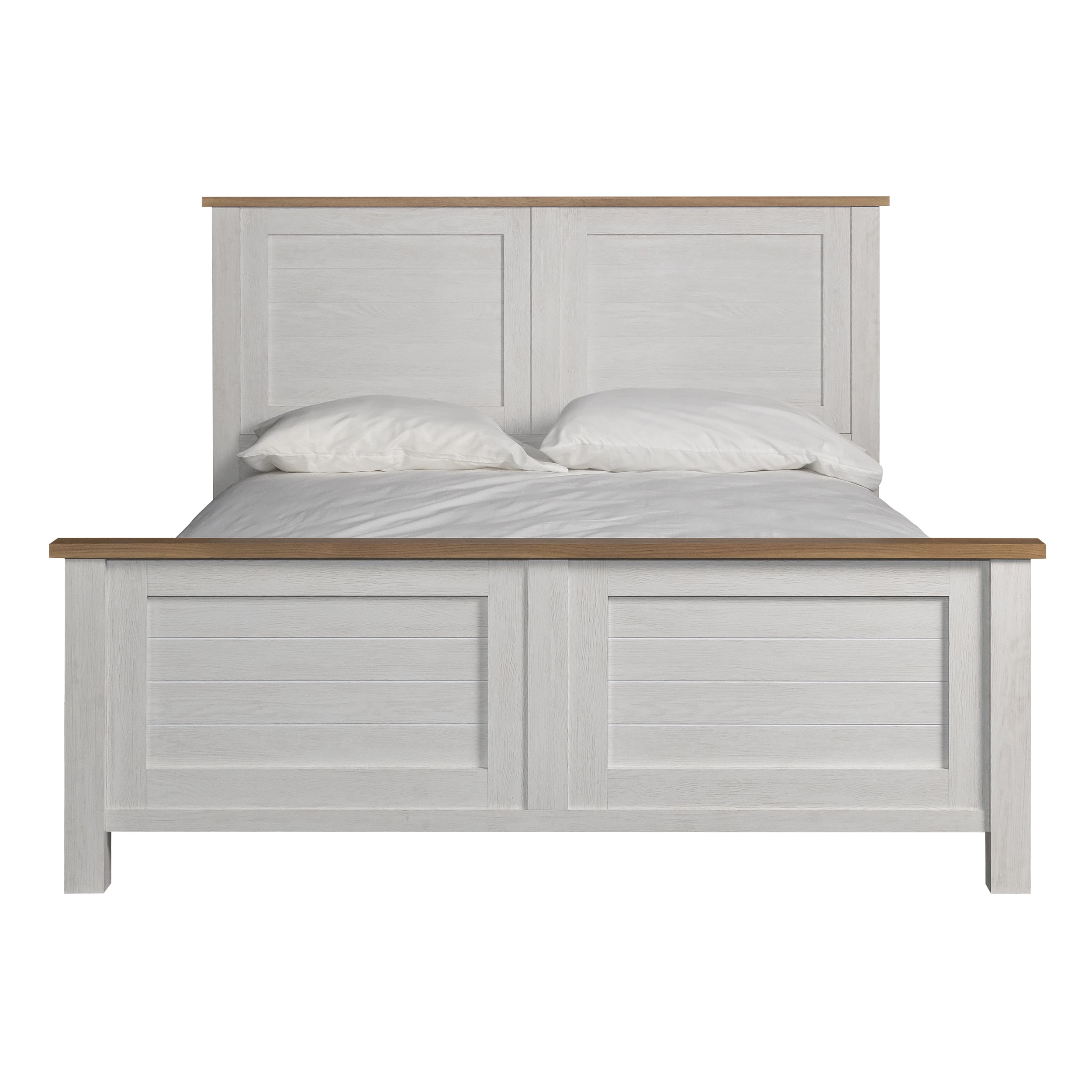 Better Homes & Gardens Modern Farmhouse Queen Platform Bed, Alabaster and Light Honey Finish