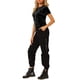 thumbnail image 3 of Camiseta de terciopelo para mujer Inspire Chic, de cuello redondo, manga corta, casual, 2XL, negra, 3 of 7