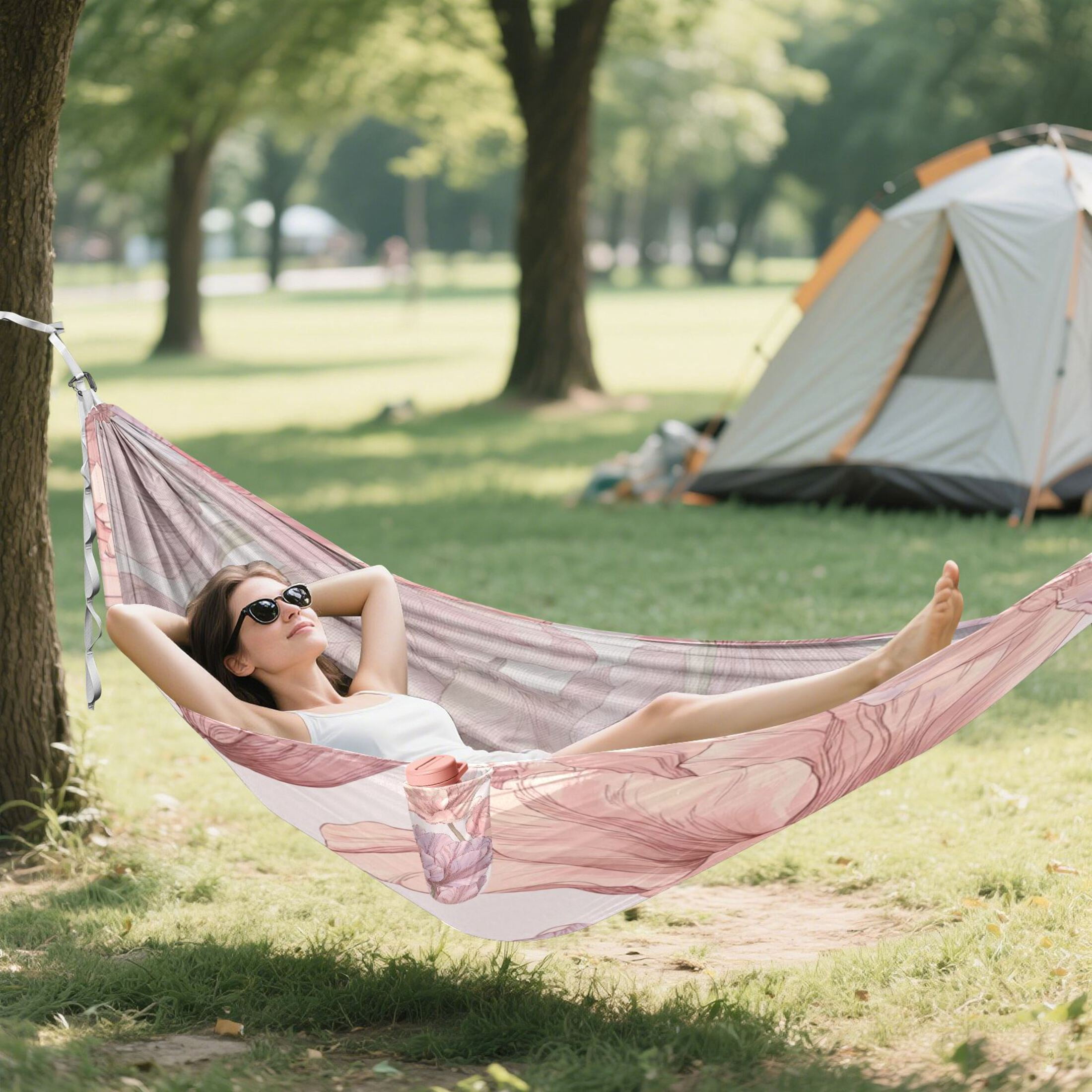 Hammock Camping Hammock Nylon Portable Hammock Travel Camping Hammock Elegant Pink Tulip Bloom