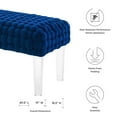 thumbnail image 3 of Ottoman Accent Chair , Blue Navy, Velvet, Modern Contemporary, Mid Century Living Hotel Lounge Cafe Lobby, 3 of 7