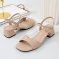 thumbnail image 5 of Women's Open Toe Ankle Strap Glitter Low Block Chunky Heels Sandals Dress Pumps Classic Block Heel Sandals for Women, Comfortable Open Toe Low Chunky Heels Party Dress Pumps Shoes, 5 of 8