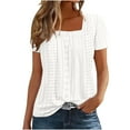 thumbnail image 2 of Karight Square Neck Eyelet Tops for Women Casual Short Sleeve Summer Blouse Lace Crochet Elegant Lightweight Tunic Shirt, 2 of 6