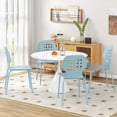 thumbnail image 6 of Costway Metal Dining Chair Set of 4 Armless Kitchen Hollowed Backrest & Metal Legs Blue, 6 of 12