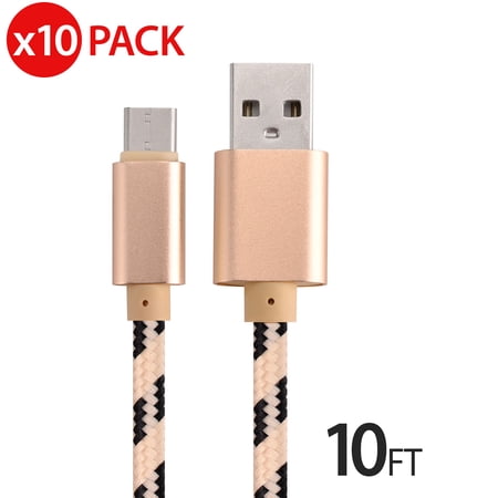 10x 10FT USB Type C Cable Fast Charging Cable USB-C Type-C 3.1 Data Sync Charger Cable Cord For Samsung Galaxy S9 S9+ Galaxy S8 S8 Plus Nexus 5X 6P OnePlus 2 3 LG G5 G6 V20 HTC M10 Google Pixel XL price history on PriceWatchPro