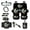Black - Butterfly Moon Flower Star, variant on LedBack 14 Pack Car Interior Cover Set Wolf American Flag Print Car Front and Rear Seat Covers Steering Wheel Cover Center Console Pad Safety Belt Pads Rear View Mirror Protector