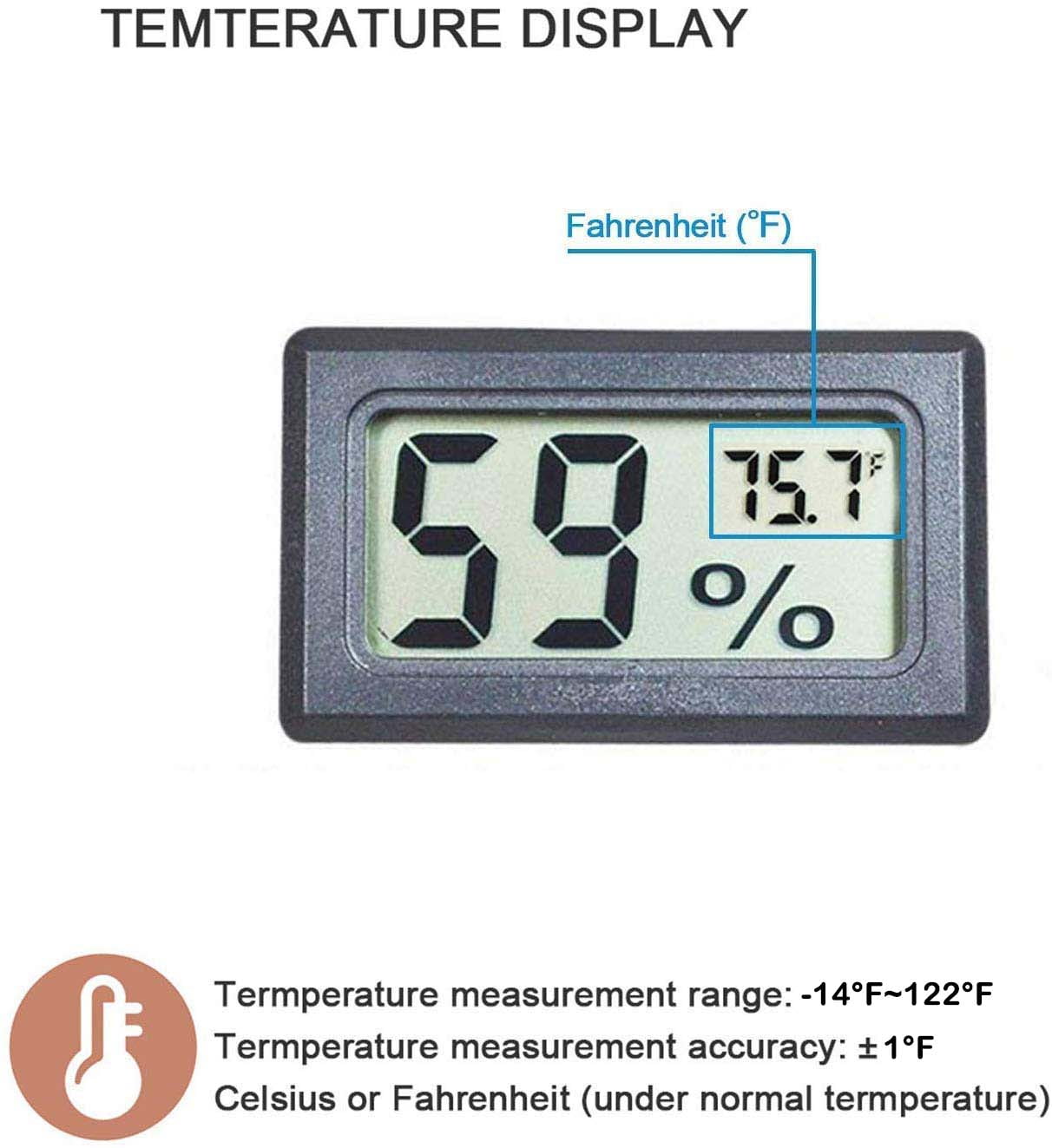 Digital Electronic Thermometer Hygrometer, Mini Fahrenheit (℉) LCD Display 12PCS