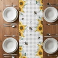 thumbnail image 6 of Gnomes Table Runner - 72 Inch Long, Kitchen Dining Table Runner Dresser Scarves, Vintage Yellow Sunflower Summer Bee Grey Plaid Farmhouse Decor for Coffee Tables Wedding Party Banquet, 6 of 8