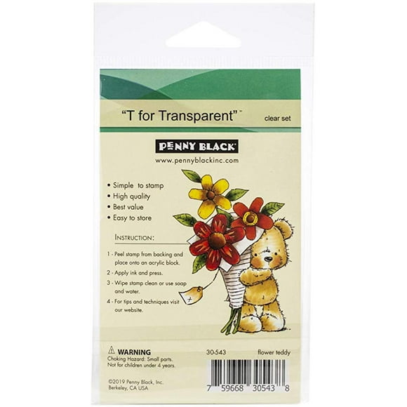 Penny Black Clear Stamps-Flower Teddy 3"X4"