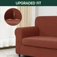 thumbnail image 4 of CHUN YI Stretch 2-Piece Checks Sofa Cover with Cushion Cover Slipcover, Loveseat, Brick, 4 of 6