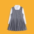 thumbnail image 7 of Likimi Children Girls Outfit Set Long Sleeve Solid Color Lapel Tops With Pleated Skirts Fashionable Clothes Set Size 3-4 Years, 7 of 7
