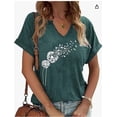 thumbnail image 2 of Trendfront Womens Dandelion Graphic Print Tee V Neck Short Sleeve Loose Fit T Shirts Casual Trendy Summer Vacation Pullover Tops, 2 of 4
