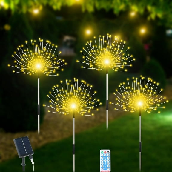 Solar Garden Lights Outdoor Waterproof, 4 Pack Total 480 LED Solar Starburst Sparkler Lights Decorative with 8 Lighting Modes Outside for Flowerbed Halloween Christmas Decorations, Multicolor