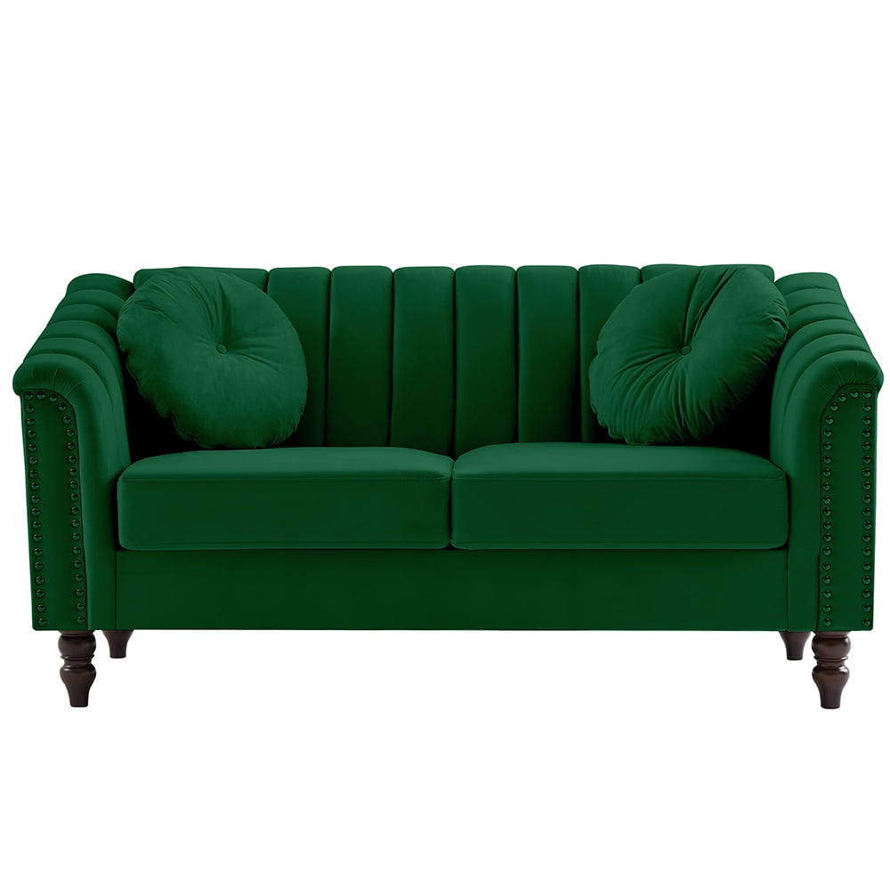 Weilianda Velvet Fabric Sofa Oversized Loveseat Sofa With Wooden Legs
