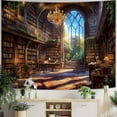 thumbnail image 3 of Gojian Forest Library Tapestry Tree Bookshelf Tapestries Wall Hanging Vintage Fantasy Fairy Treehouse Book Tapestry for Bedroom Living Room Dorm Classroom, 3 of 6