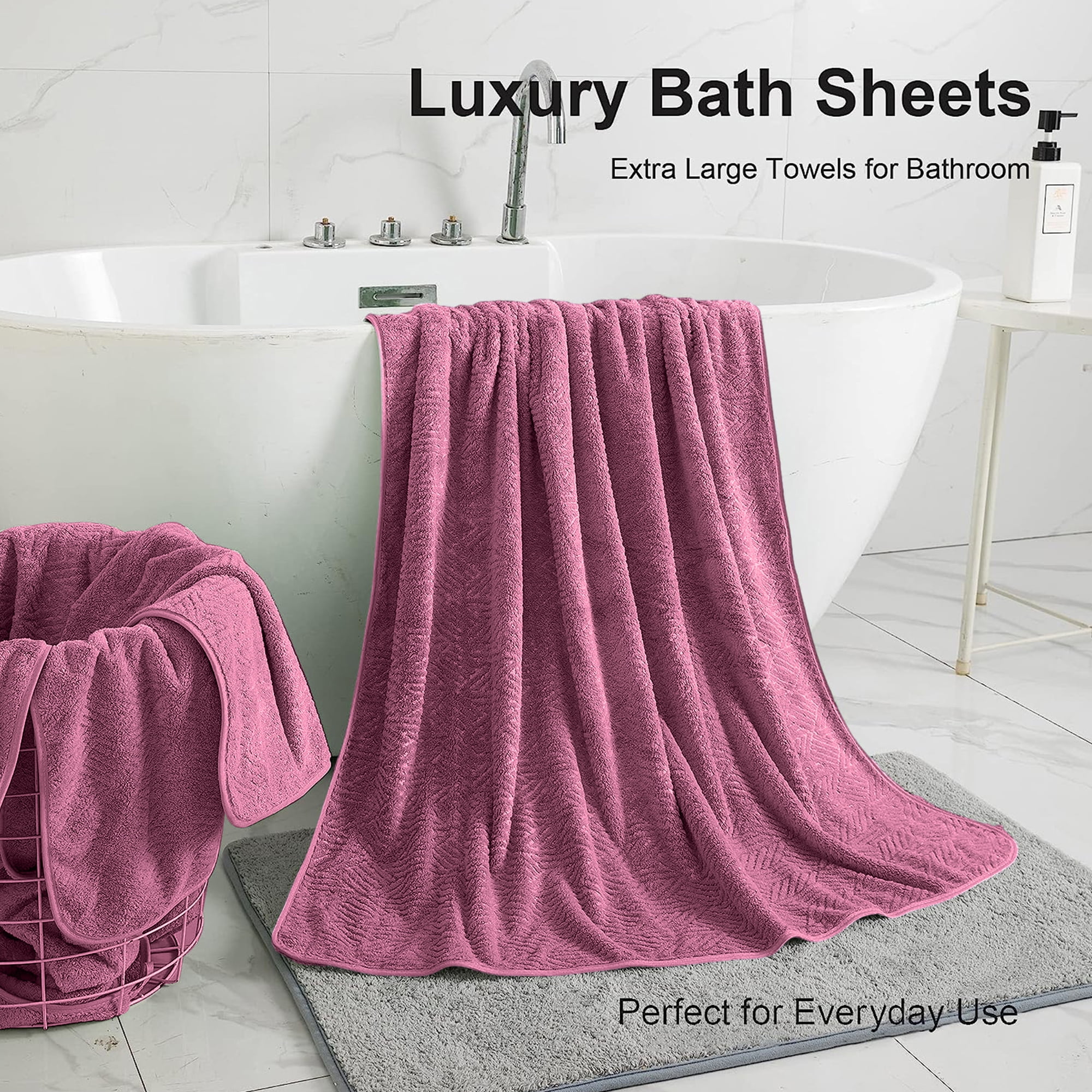 Smuge 4 Pack Oversized Bath Sheet Towels (35 x 70 in,Grape) 600 GSM Ultra Soft Large Bath Towel Set Thick Cozy Quick Dry Bathroom Towels Hotel Luxurious Towels