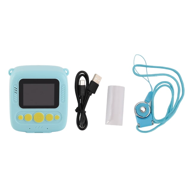 Cámara de impresión instantánea para niños, 1080P, 48 MP, cámara de vídeo digital para niños pequeños con filtros y marcos de fotos, color azul cielo.