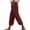 Wine, variant on Seductiva Soft Leggings for Women Pants for Women Casual 2025 Summer Drawstring Elastic High Waist Linen Pants Wide Leg Cropped Trousers Loose Casual Pants