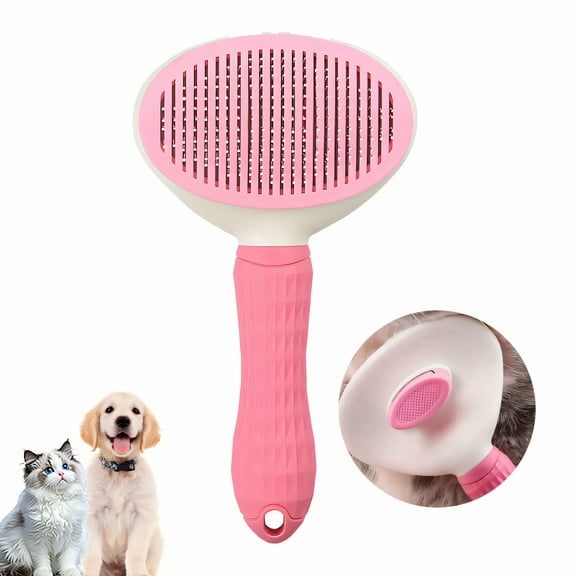 ACDANC Cat Brush,Self Cleaning Deshedding Dog Brush,Metal Needle Comb Cat Brush for Shedding,Pink