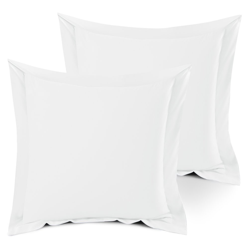 Set of 2 Euro 18"x18" Size Pillow Shams White, Hotel Luxury Soft Double Brushed Microfiber ...