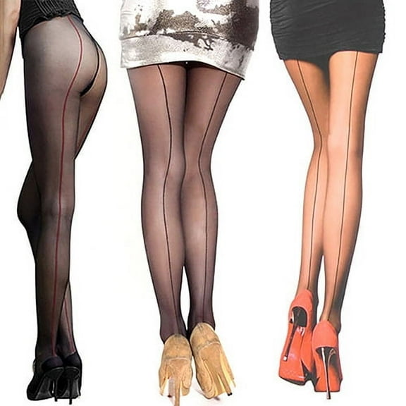 Tshsdpx Sexy Women's Ultra Sheer Transparent Line Back Seam Tights Stockings Pantyhose