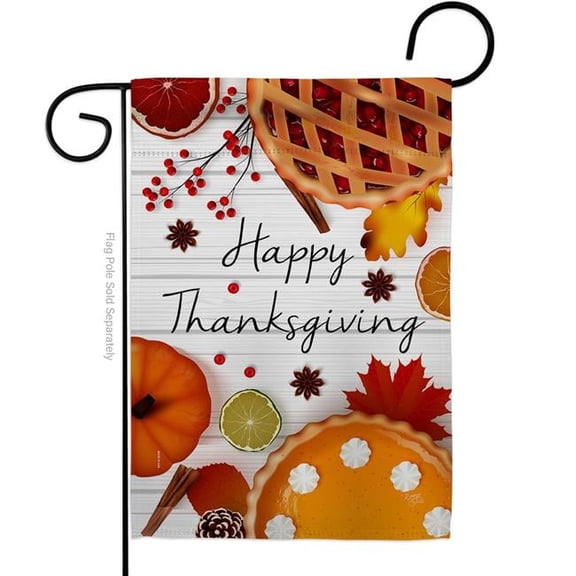 Breeze Decor G163086-BO Thanksgiving Pies Garden Flag Fall 13 x 18.5 in. Double-Sided Decorative Vertical Flags for House Decoration Banner Yard Gift